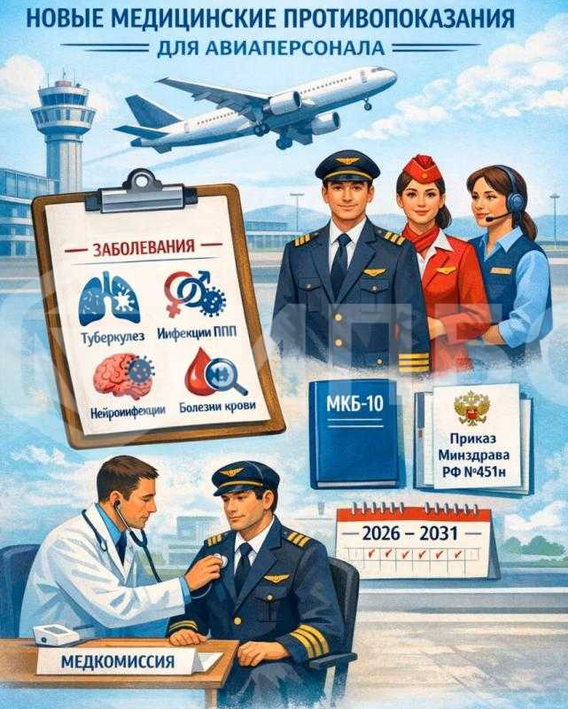 Перечень медицинских противопоказаний для авиационного персонала скорректирован